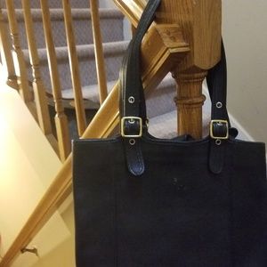 Black leather duffle